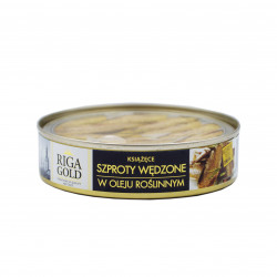 Riga Gold Książęce szproty wędzone w oleju roślinnym 160g