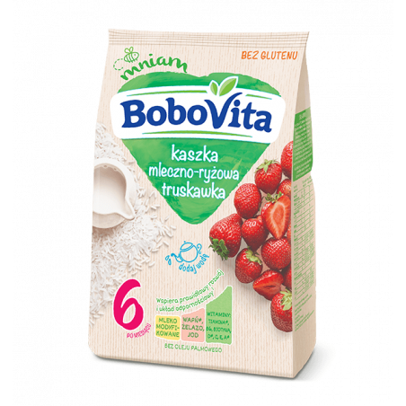 Bobovita kaszka mleczno-ryżowa 230g truskawka po 6 miesiącu