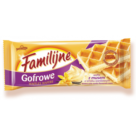 Familijne gofrowe wafle 130g o smaku waniliowym